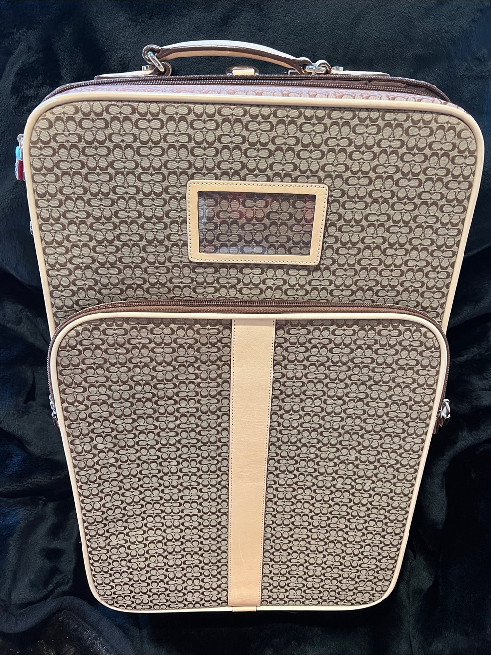 Coach Mini signature 22 wheel along Brown Patterned Men's Carry-On with Tan Trim